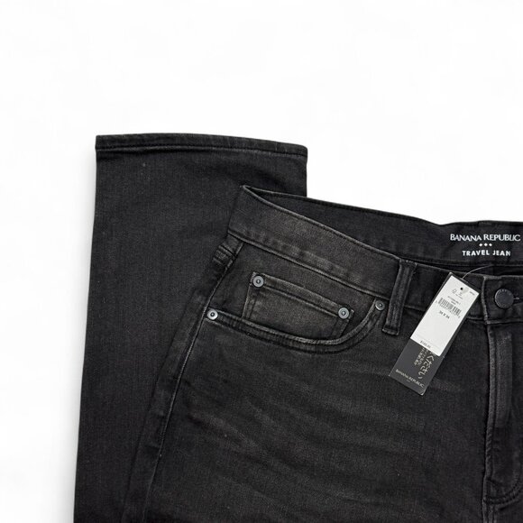 Banana Republic Traveler Jeans Mens 34 x 34 Athletic Black NWT Denim Stretch - Picture 3 of 13